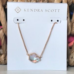 Kendra Scott Tess Rose Gold Necklace in Dichroic Glass